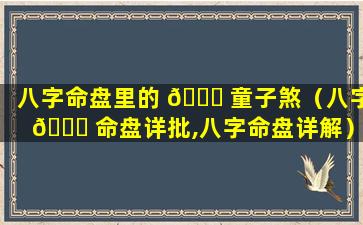 八字命盘里的 🐎 童子煞（八字 🐎 命盘详批,八字命盘详解）